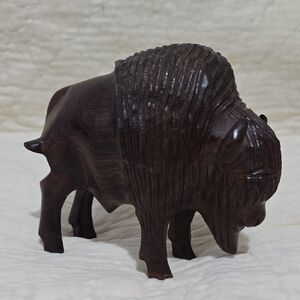 Artisan Dark Brown Bison Sculpture From Yellowstone National Park